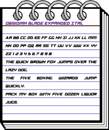 Obsidian Blade Expanded Ital Expanded Ital animated font preview