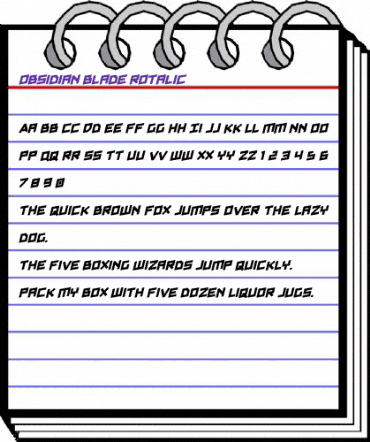 Obsidian Blade Rotalic Italic animated font preview