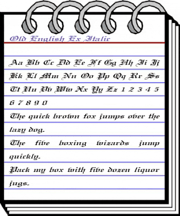 Old English Ex Italic Italic animated font preview Old English Ex Italic Italic animated font preview