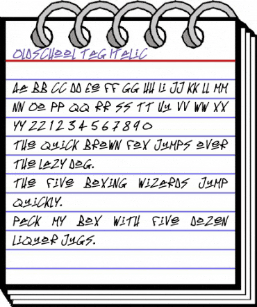Oldschool Tag Italic animated font preview