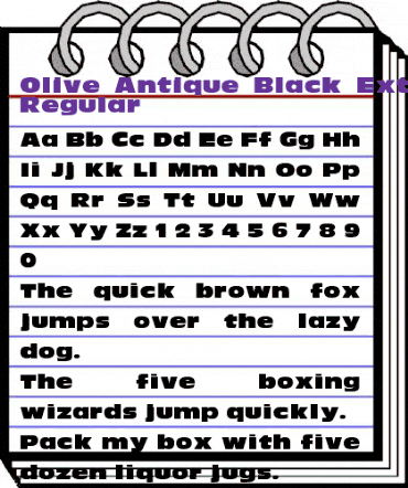 Olive Antique Black Extended Regular animated font preview