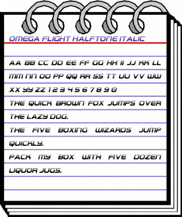 Omega Flight Halftone Italic Regular animated font preview