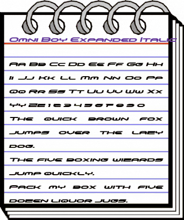 Omni Boy Expanded Italic Expanded Italic animated font preview Omni Boy Expanded Italic Expanded Italic animated font preview
