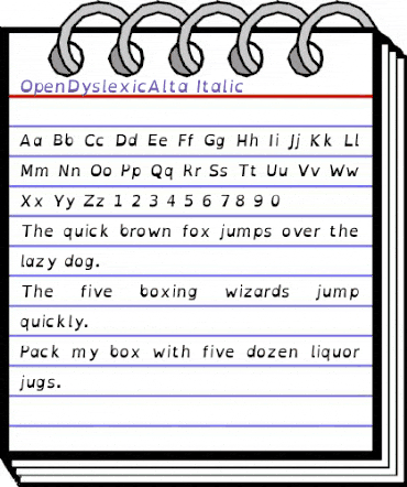 OpenDyslexicAlta Italic animated font preview OpenDyslexicAlta Italic animated font preview