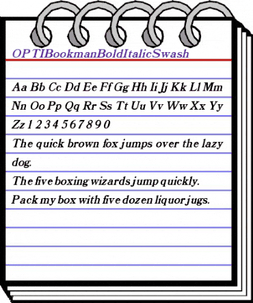 OPTIBookmanBoldItalicSwash Regular animated font preview
