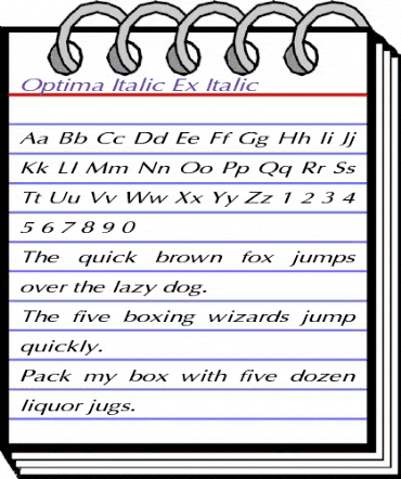 Optima Italic Ex Italic Italic animated font preview