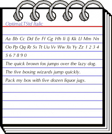 Optima LT Std Italic animated font preview