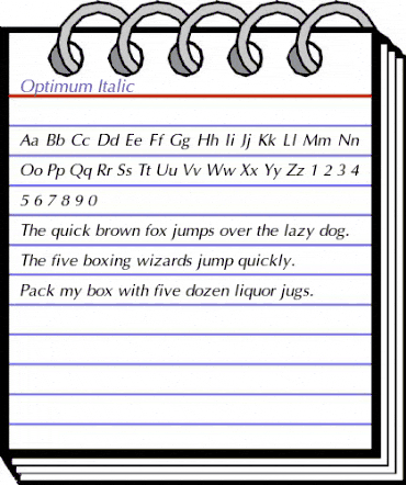 Optimum Italic animated font preview Optimum Italic animated font preview