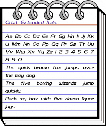 Orbit-Extended Italic animated font preview