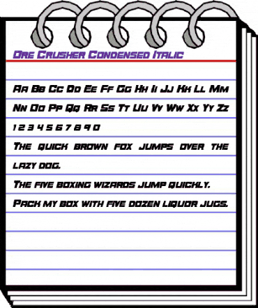 Ore Crusher Condensed Italic Condensed Italic animated font preview