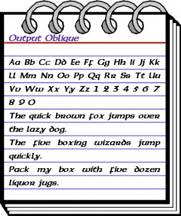 Output Oblique animated font preview