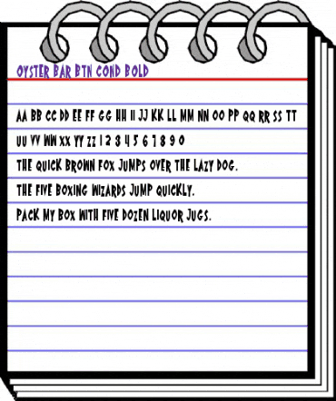 Oyster Bar BTN Cond Bold animated font preview Oyster Bar BTN Cond Bold animated font preview