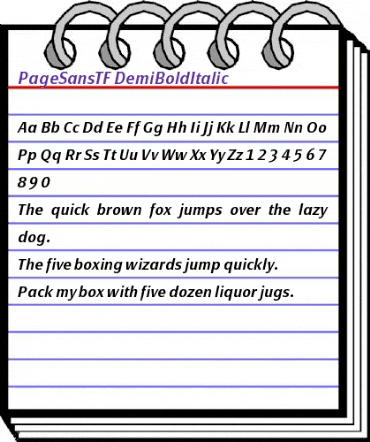PageSansTF-DemiBoldItalic Regular animated font preview