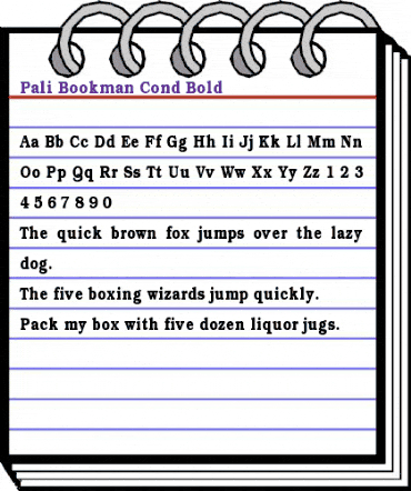 Pali Bookman Cond Regular animated font preview