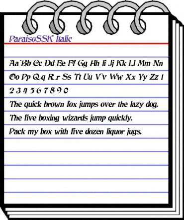 ParaisoSSK Italic animated font preview