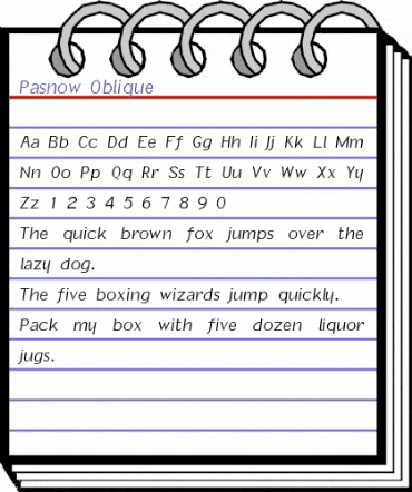 Pasnow Oblique Regular animated font preview