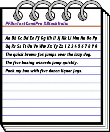PF Din Text Cond Pro Extra Black Italic animated font preview
