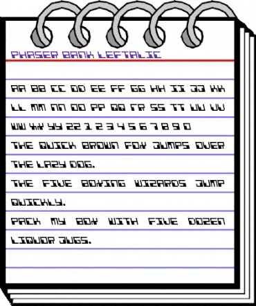 Phaser Bank Leftalic Regular animated font preview