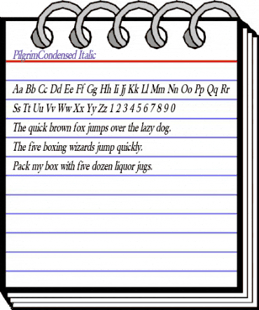 PilgrimCondensed Italic animated font preview