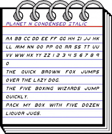 Planet N Condensed Italic Condensed Italic animated font preview