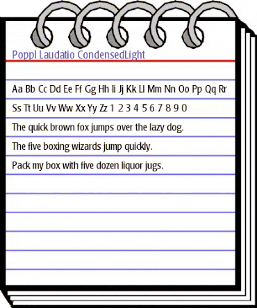 Poppl-Laudatio-CondensedLight Light animated font preview Poppl-Laudatio-CondensedLight Light animated font preview