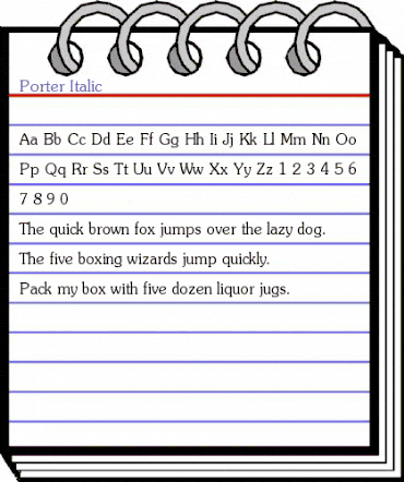 Porter Italic Regular animated font preview