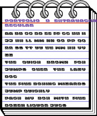 Portfolio 3D Extravagant Flat Regular animated font preview