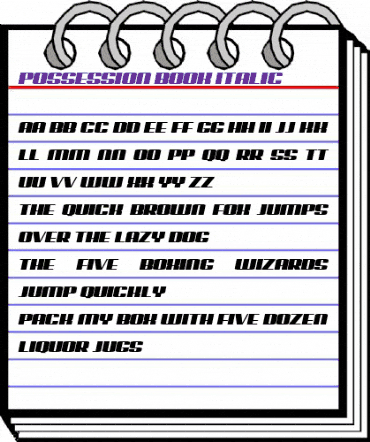 Possession Book Italic animated font preview