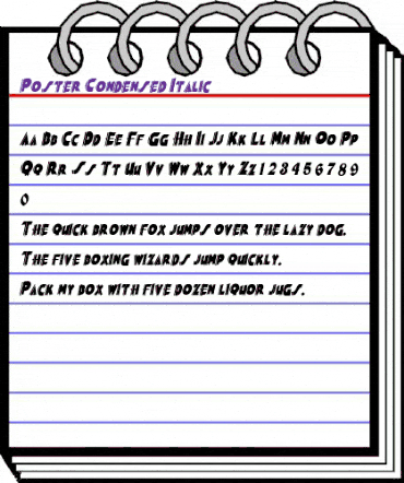 PosterCondensed Italic animated font preview