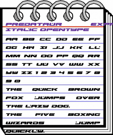 Predataur Expanded Italic Expanded Italic animated font preview Predataur Expanded Italic Expanded Italic animated font preview