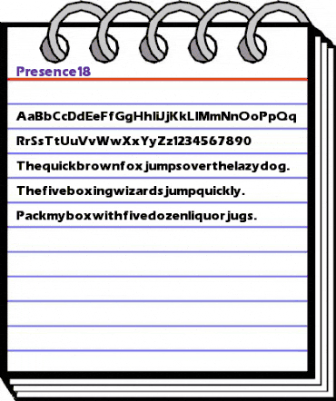 Presence 18 Regular animated font preview