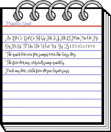 Priscilla Script Regular animated font preview