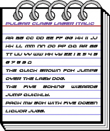 Pulsar Class Laser Italic Italic animated font preview