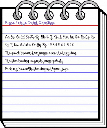 Puspa Anisya Script Regular animated font preview