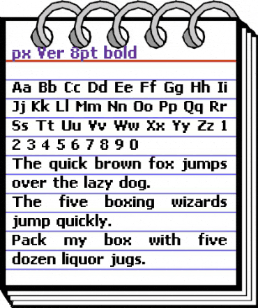 px Ver 8pt bold Regular animated font preview