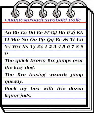 QuantasBroadExtrabold Italic animated font preview