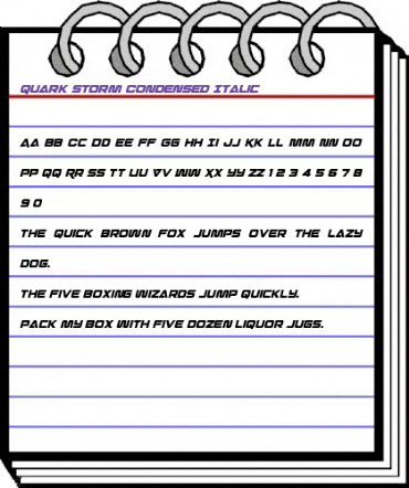 Quark Storm Condensed Italic Condensed Italic animated font preview Quark Storm Condensed Italic Condensed Italic animated font preview