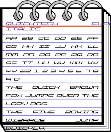 QuickTech Expanded Italic Expanded Italic animated font preview QuickTech Expanded Italic Expanded Italic animated font preview
