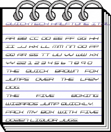 QuickTech Halftone Italic Italic animated font preview QuickTech Halftone Italic Italic animated font preview