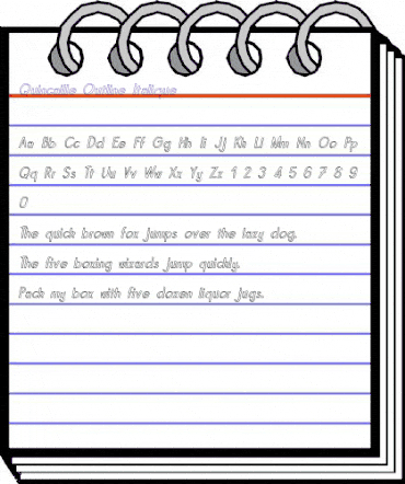 Quincaille Outline Italique animated font preview Quincaille Outline Italique animated font preview