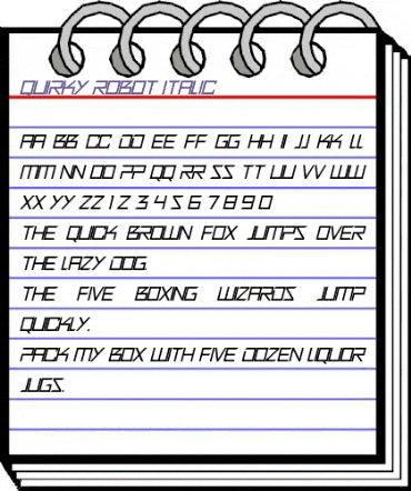 Quirky Robot Italic animated font preview