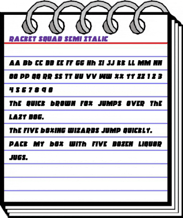 Racket Squad Semi-Italic Semi-Italic animated font preview