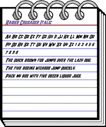 Raider Crusader Italic Italic animated font preview Raider Crusader Italic Italic animated font preview