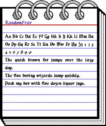 RandomFrax Regular animated font preview RandomFrax Regular animated font preview