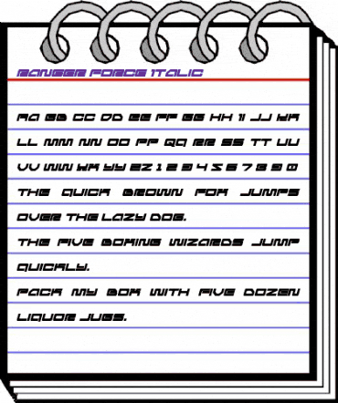 Ranger Force Italic Regular animated font preview