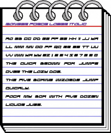 Ranger Force Laser Italic Regular animated font preview