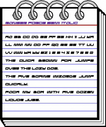 Ranger Force Semi-Italic Regular animated font preview