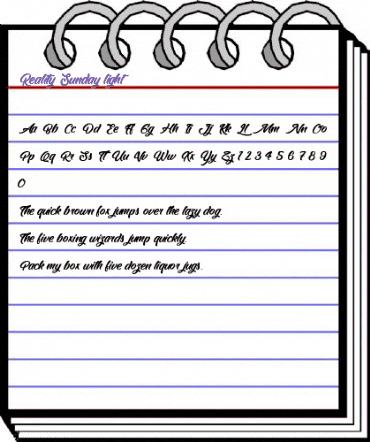 Reality Sunday light Regular animated font preview