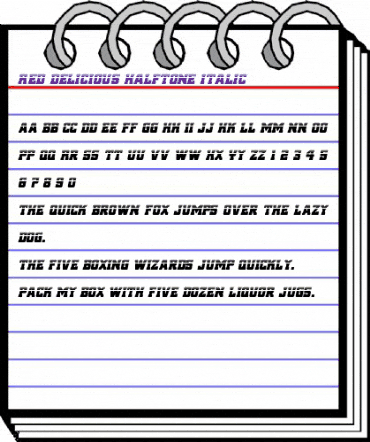 Red Delicious Halftone Italic Italic animated font preview