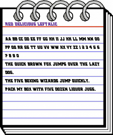 Red Delicious Leftalic Italic animated font preview